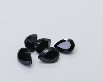 Black Tourmaline Pear Facet Gemstone 6X4mm Small Teardrops Jewelry Make Point back facet teardrop