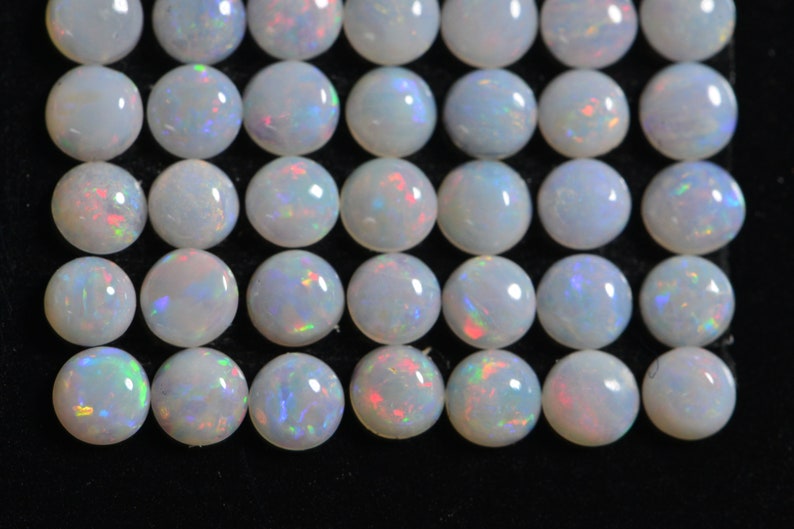 3mm Australian White Solid Opal Round Smooth Cabochon round for ring earrings 10 stone lot image 8