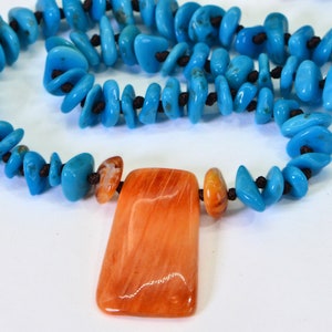 Arizona Turquoise Sleeping Beauty Oyster Shell Multi Stone Necklace Pendant Genuine Turquoise Beaded Necklace Choker For Women or Man