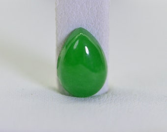 Jade Cabochon 10 mm Hand Cut Natural Gemstone Burmese Jade Apple Green pear Flat Back Cabochon