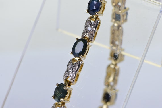 Natural Green Sapphire Diamond Tennis Bracelet in… - image 6