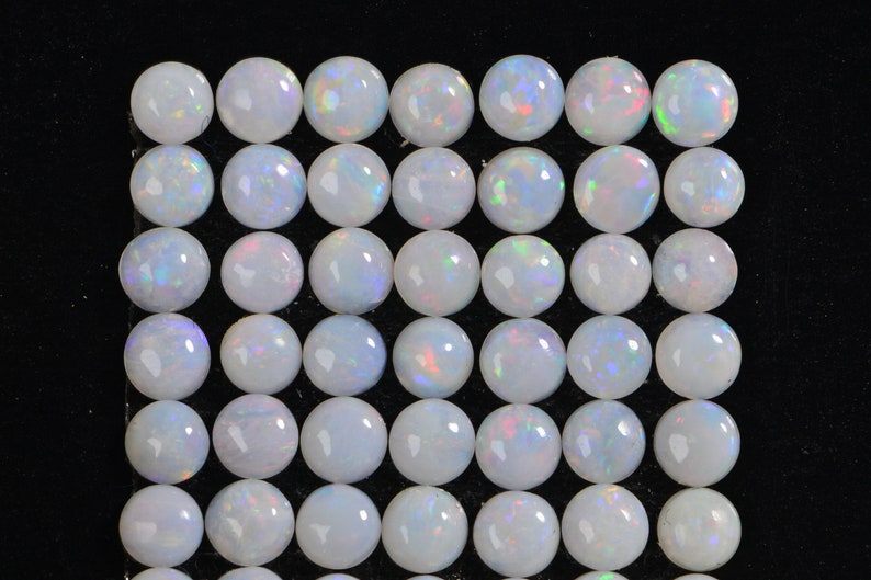 3mm Australian White Solid Opal Round Smooth Cabochon round for ring earrings 10 stone lot image 2