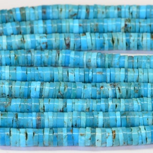 Arizona Turquoise Heishi Beads: Natural Blue Gemstone, 4.5mm (4 inch strand) image 1