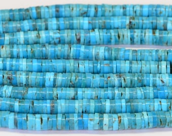 Arizona Natural Blue Turquoise 6mm Heishi BeadsTurquoise Beads Gemstone Beads American Turquoise, Sold By 4 inches loose beads