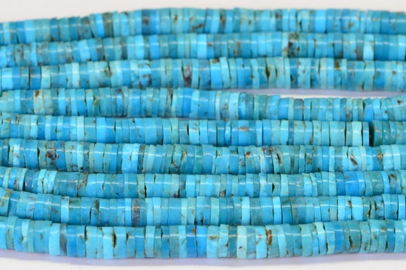 Arizona Turquoise Heishi Beads: Natural Blue Gemstone, 4.5mm (4 inch strand)