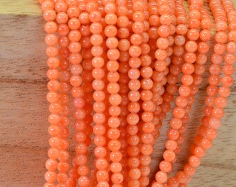 Orange Coral Beads 3mm full Stand Coral Beads Gemstone Beads Jewelry Making Supplies