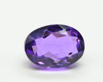 14X10mm Natural Amethyst Oval Faceted Cab Ring Size Dark Purple Crystal Cabochon