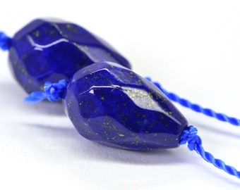 Lapis Lazuli 12x8mm 2 Kralen Koningsblauw Natuurlijke Lapis Lazuli Kralen Sieraden Maken Benodigdheden
