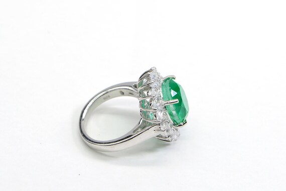 Vintage Doublet Emerald Ring White Topaz Large Cu… - image 3