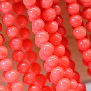 Salmon Pink Coral Beads 4mm Round Small Gemstone Beads Jewelry Making Supplies