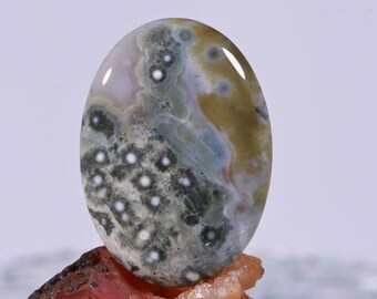 Ocean Jasper Cabochon: Oval Gemstone, 34x25x5.5mm
