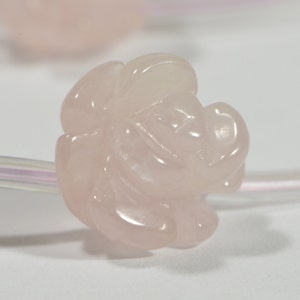 Rose Quartz 10mm 2 Beads Carved Rose Natural Gemstone Bead Jewelry Making Supplies