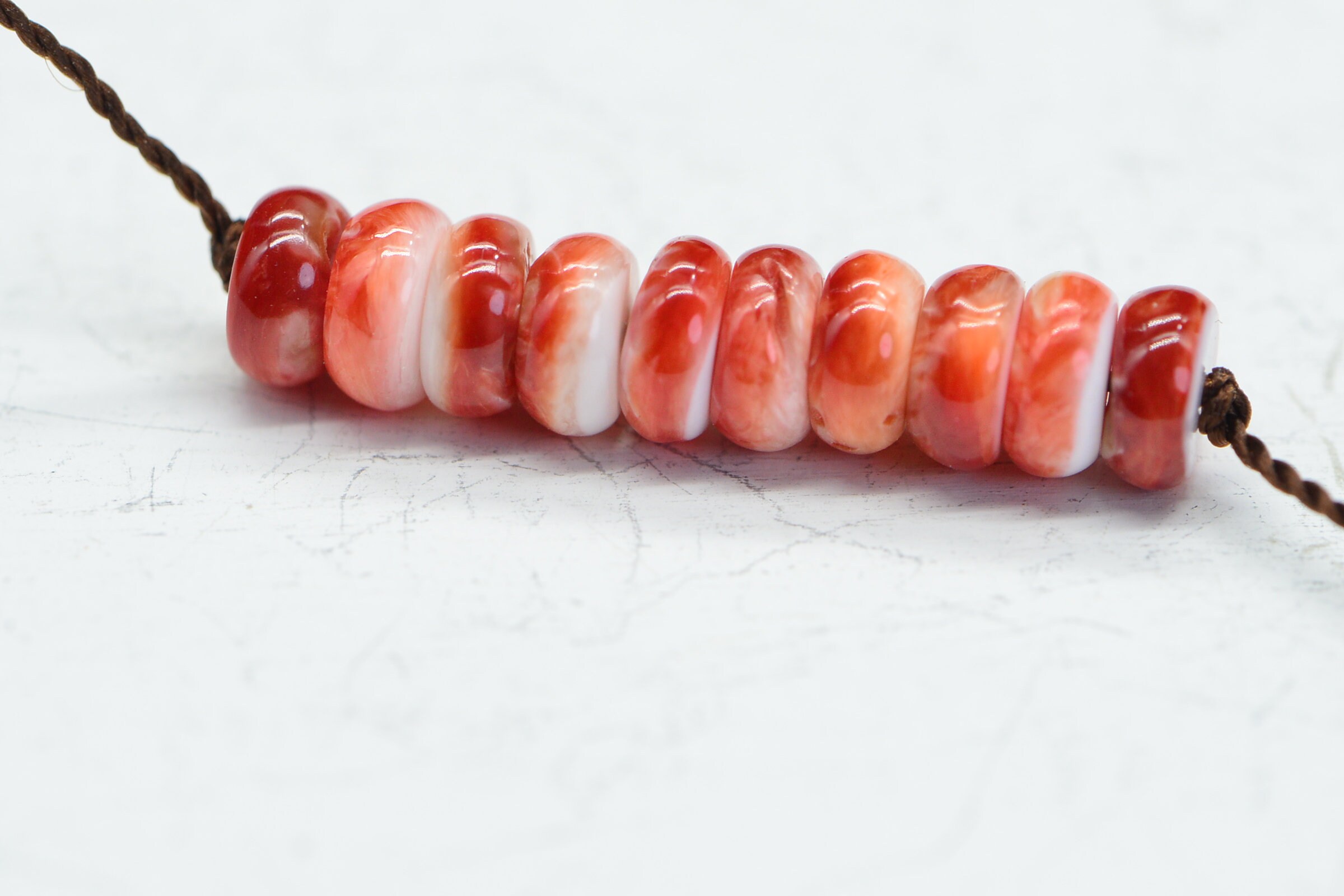 Seashell Rondells 6mm Spiny Oyster Shell Rondelle Beads: Bright Orange Jewelry Making ...