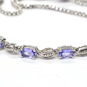Natural Tanzanite Tennis Bracelet Oval Stone Set in Sterling Silver Adjustable Bolo Style Bracelet Birthstone December