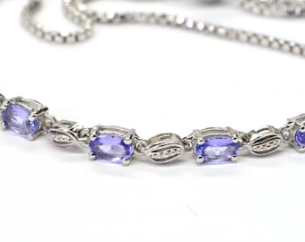 Natural Tanzanite Tennis Bracelet: Sterling Silver Bolo Bracelet, December Birthstone
