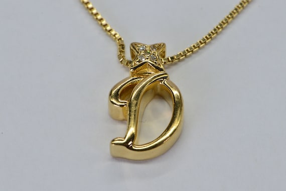 Letter Charm Pendant Real Diamond 14K Yellow Gold… - image 2