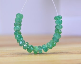 5ct Natural Zambian Emerald Facet Rondelle 3.85mm Loose Emerald Beads Genuine Untreated Emerald Gemstone for May