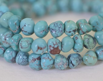 Kingman Turquoise Nugget Beads: Arizona Blue Green Gemstone, 16 Inch Strand