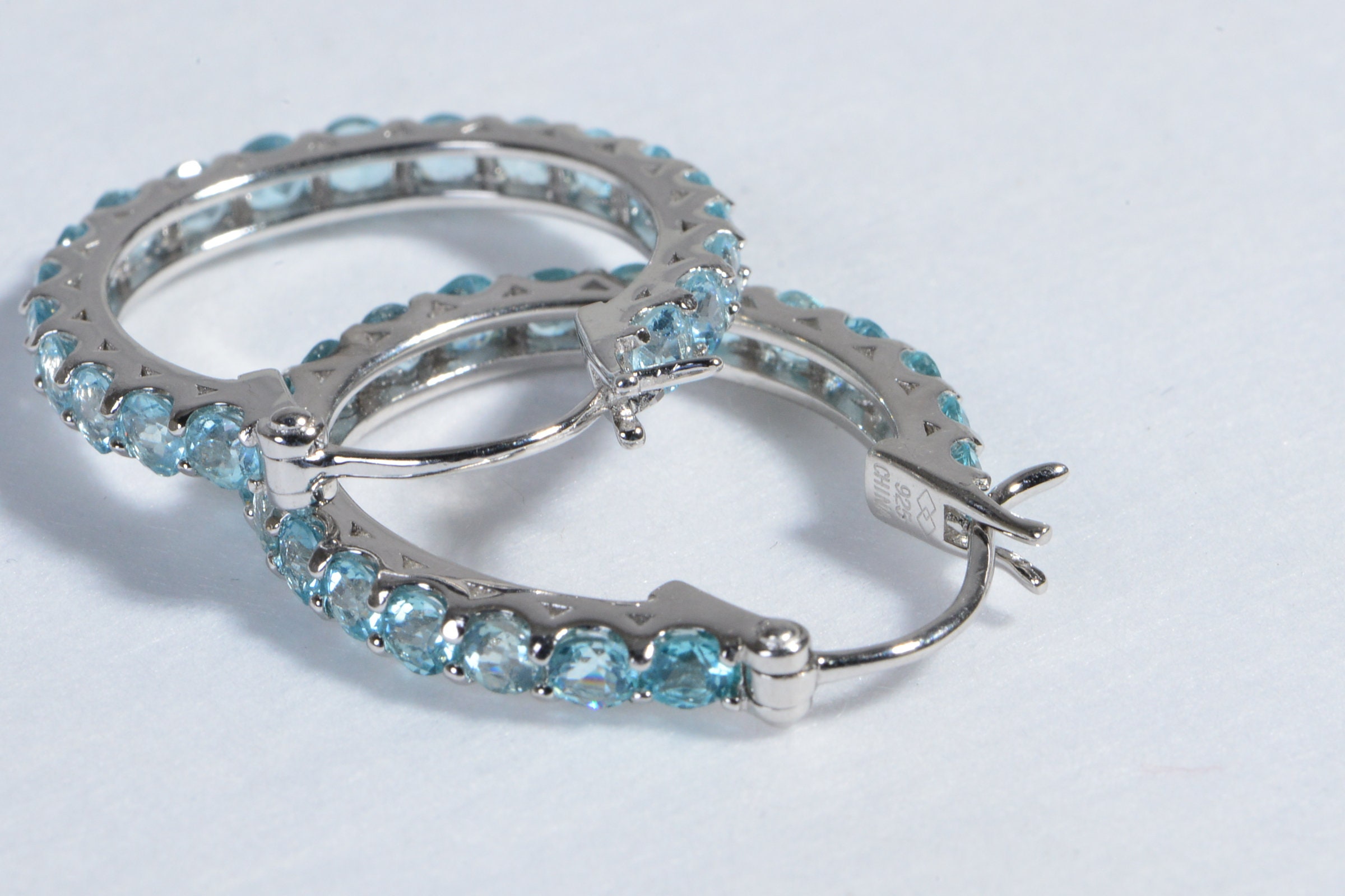 Aquamarine Hoop Earrings Gemstone for March Birthstone Etsy