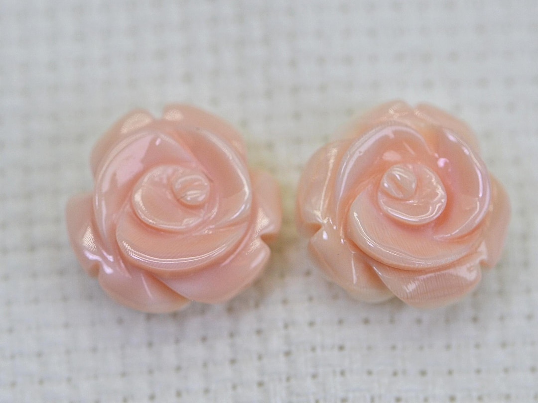 Conch Shell Roses Queen Conch Shell Carved Rose Beads: Peach Pink Gemstone (2pcs) - Etsy