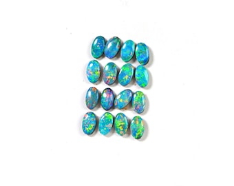 AAA Australian Black Opal Natural Gemstone Cabochons  blue red green Metallic  Doublet Boulder Oval 5X3mm listed 1 stone