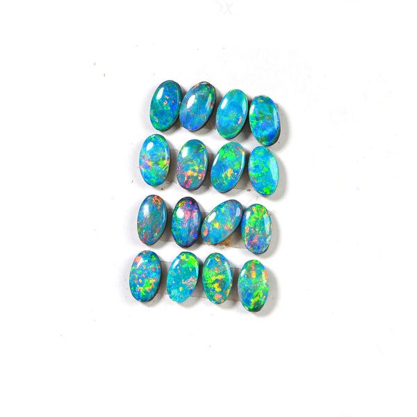 AAA Australian Black Opal Natural Gemstone Cabochons  blue red green Metallic  Doublet Boulder Oval 5X3mm listed 1 stone