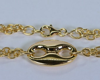 Heavy Mariner Link Bracelet: 18K Gold Electroplated Cable Chain