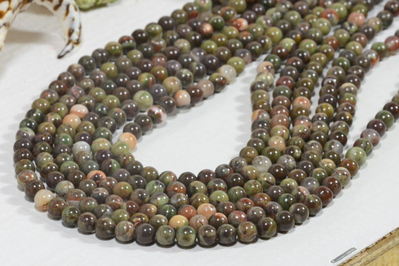 6mm Rainforest Jasper Round Beads Natural Gemstone Chakra Bracelet Beaded Supplies High Quality Smooth Round Half Strand image 5