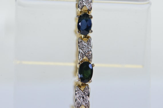 Natural Green Sapphire Diamond Tennis Bracelet in… - image 5
