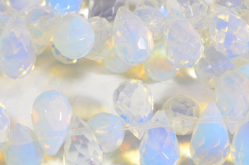 Opalite Faceted Teardrop Beads Natural Gemstone Beads Jewelry Etsy