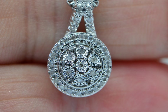 Real diamond pendant Small Cluster Diamond Pendan… - image 1