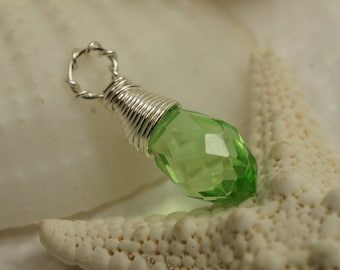 Peridot Crystal Pendant Wire Wrapped Briolette Birthstone August