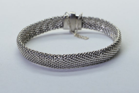 Solid Sterling Silver Flat Mesh Width 10mm Bracel… - image 6