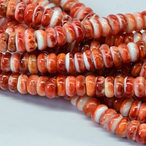 6mm Spiny Oyster Shell Beads Rondelle Beads Natural Beads Jewelry Making Supplies Loose beads Bright Orange Rondelle Beads image 4