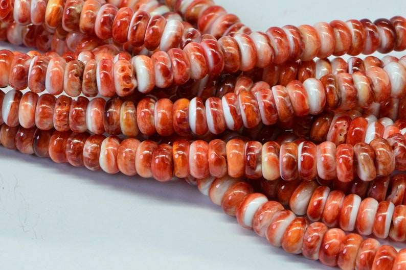 6mm Spiny Oyster Shell Beads Rondelle Beads Natural Beads Jewelry Making Supplies Loose beads Bright Orange Rondelle Beads image 4