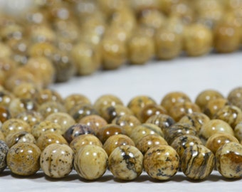 6mm Picture Jasper Round Beads Natural Gemstone Beads Jasper Beads Jewelry Making Supplies Half Strand