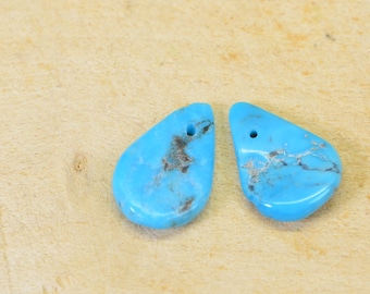 Sleeping Beauty Turquoise Teardrop Beads: Arizona Gemstone Pair