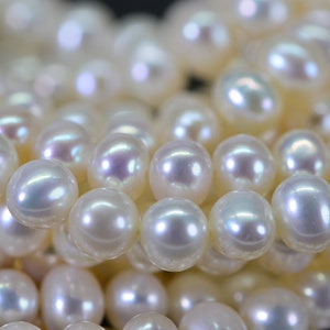 6mm AAA Natural White Semi Round Freshwater Pearls Genuine High Luster Smooth And Round off, White Freshwater Pearl Beads image 10