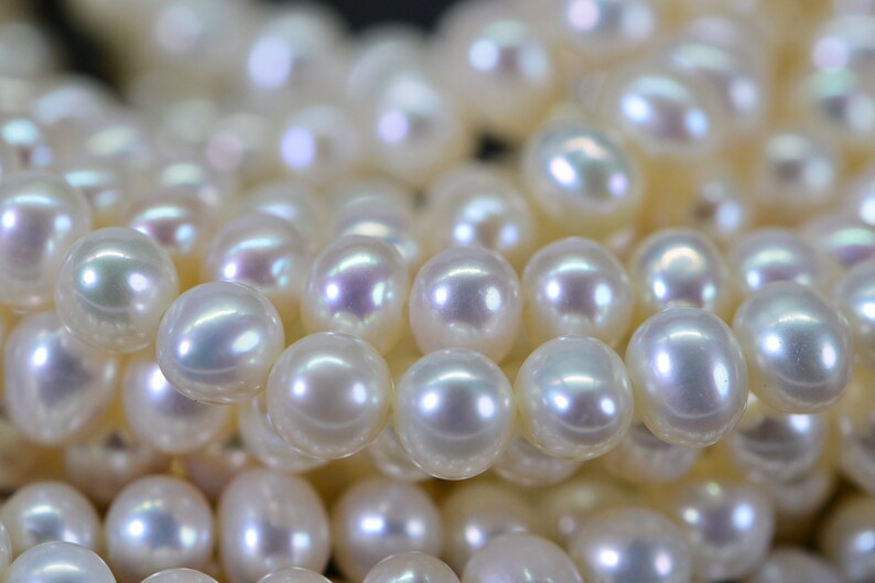 6mm AAA Natural White Semi Round Freshwater Pearls Genuine High Luster Smooth And Round off, White Freshwater Pearl Beads image 10