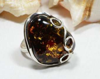 Amber Ring Baltic Amber Ring Sterling Silver Ring Gemstone Jewelry Amber Ring