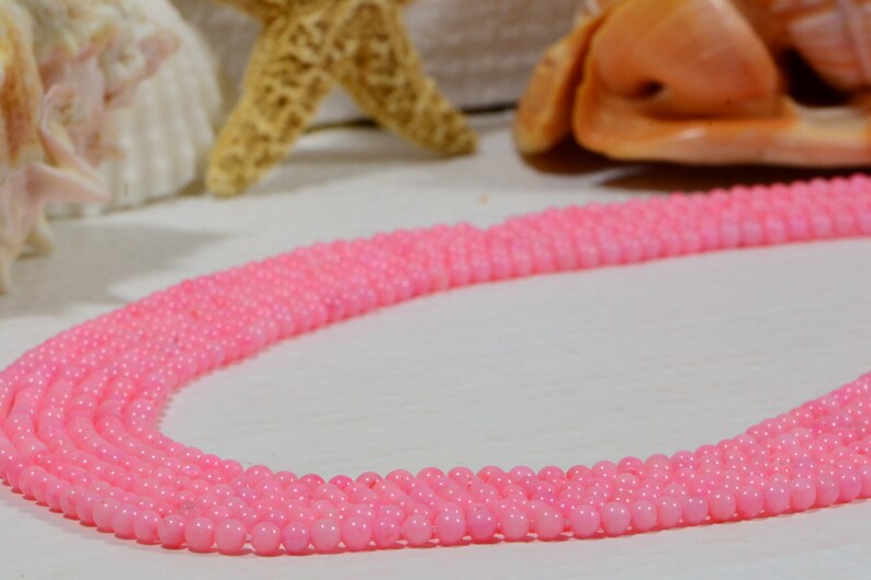 Pink Coral 3mm Round Pink Coral Beads Jewelry Making Supplies image 1