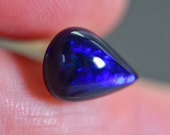 Black Blue Opal Ethiopian Black Welo Opal Pear Cut Cabochon Natural Gemstone Jewelry Making Supplies