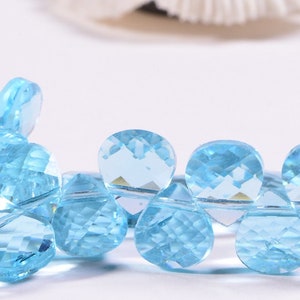 Glass Teardrops Aqua Blue Briolette Heart Beads Crystal Blue Drops Size 10.80 -6 pcs
