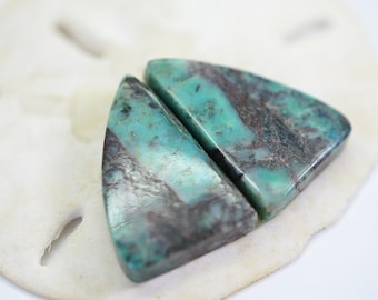 Chrysocolla Cabochons: Freeform Gemstone Pair, Blue-Green Jewelry Supplies