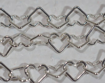 Sterling Silver Chain Italian Sterling Silver Chains Heart Link Chain Silver Jewelry Supplies