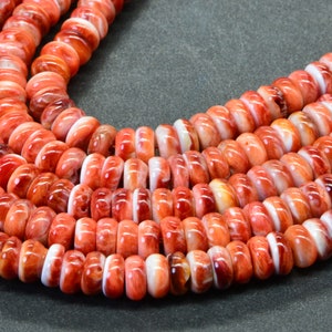 6mm Spiny Oyster Shell Beads Rondelle Beads Natural Beads Jewelry Making Supplies Loose beads Bright Orange Rondelle Beads image 8