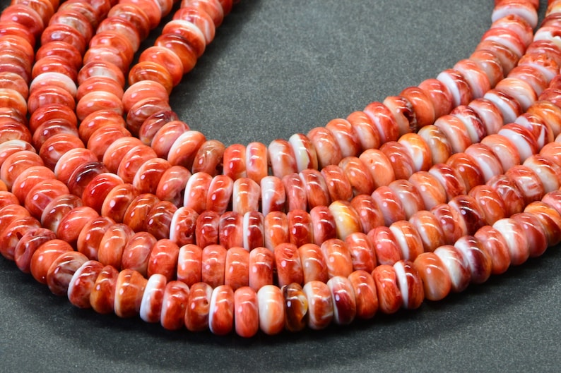 6mm Spiny Oyster Shell Beads Rondelle Beads Natural Beads Jewelry Making Supplies Loose beads Bright Orange Rondelle Beads image 8