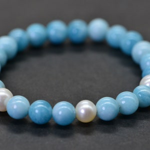 Three Pearl Larimar Quartz 6 mm Blue Natural Gemstone Beads Jewelry Making Supplies image 1