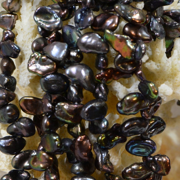 Black Golden THICK keshi Freshwater Pearl,diy Pearl,wholesale price,china wholesale pearl,Half Strand