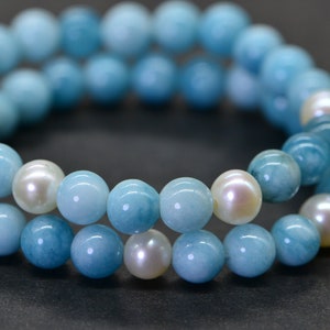 Three Pearl Larimar Quartz 6 mm Blue Natural Gemstone Beads Jewelry Making Supplies image 7